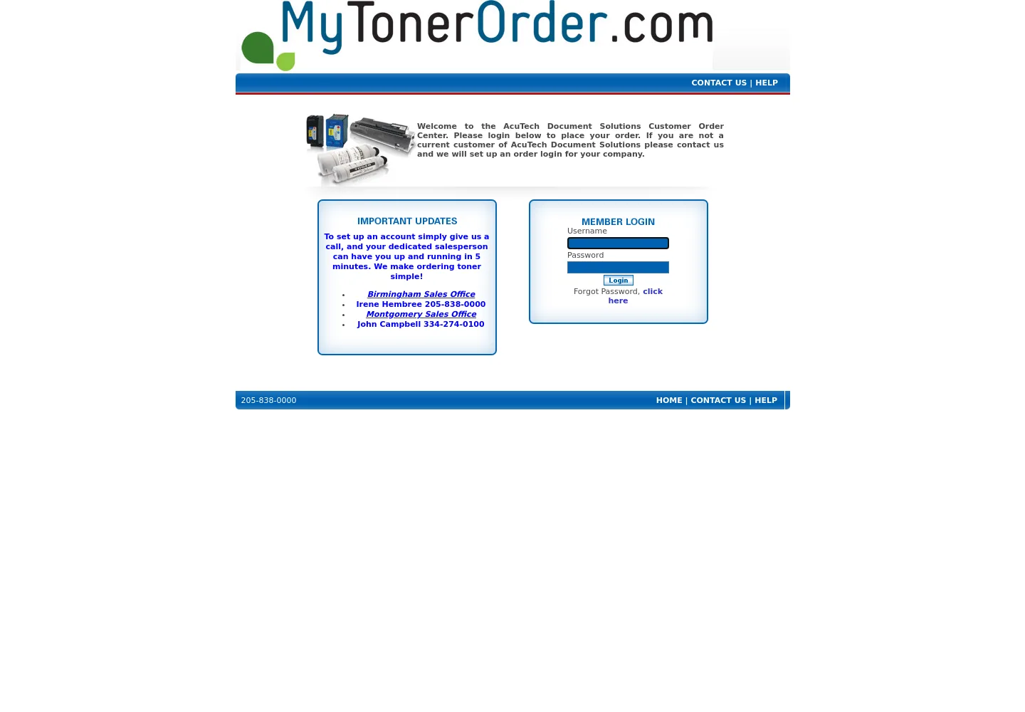 My Toner Order homepage preview — mytonerorder.com